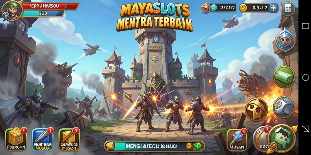 Tampilan gameplay <strong>MAYASLOTS</strong> yang mendebarkan dalam Tower Defense.