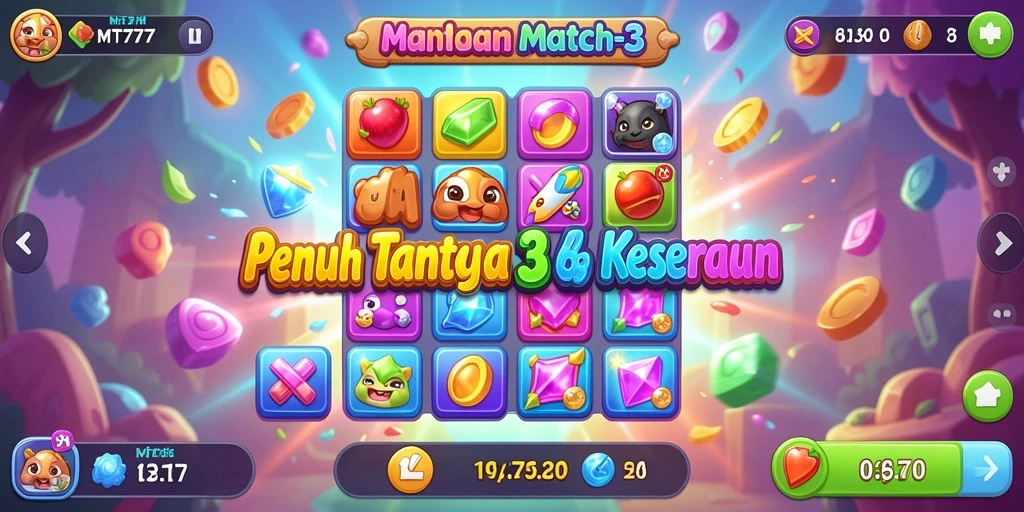 Gameplay seru MT777 dengan tantangan Match-3 yang menarik.