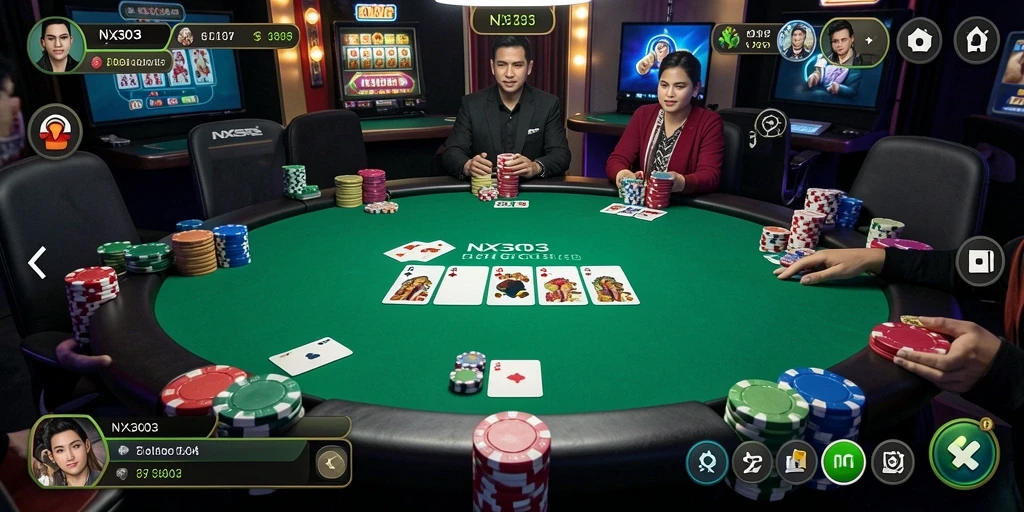 Tampilan gameplay Poker di NX303 yang menarik dan interaktif.