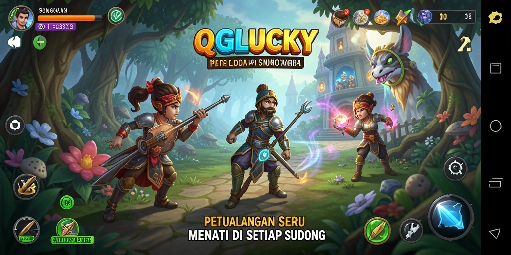 Screenshot menampilkan gameplay seru QGLUCKY saat menjelajahi dunia petualangan.
