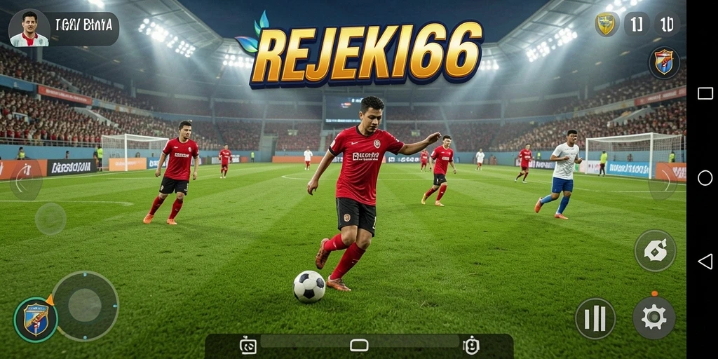 Screenshot REJEKI66 menunjukkan aksi seru di lapangan sepak bola.