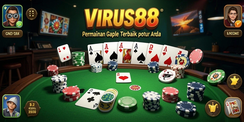 Tampilan gameplay seru dalam permainan Gaple VIRUS88.