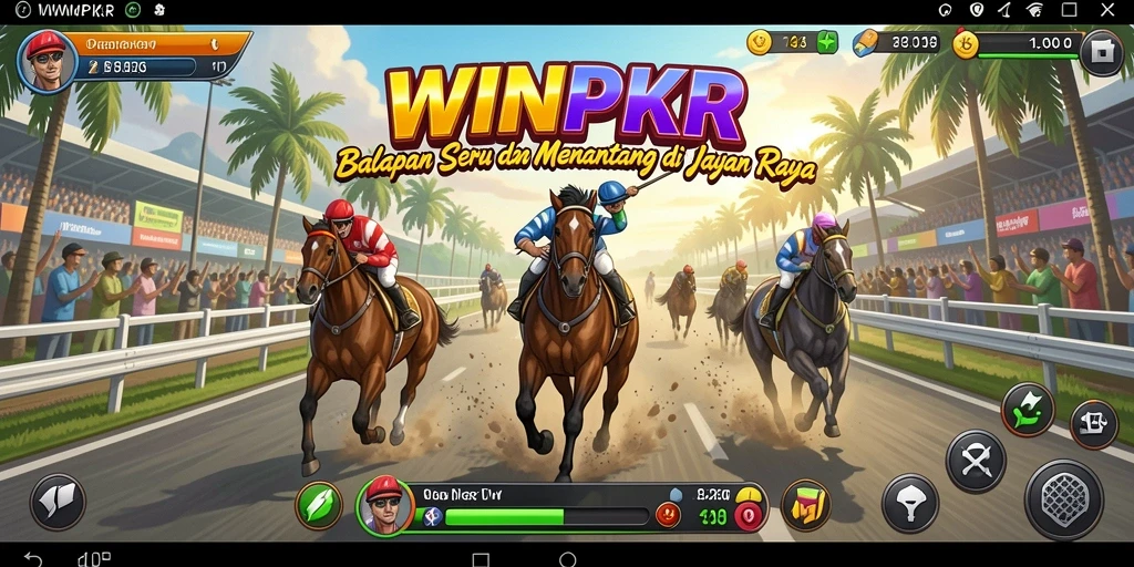 Tampilan gameplay menegangkan di jalanan saat balapan di WINPKR.